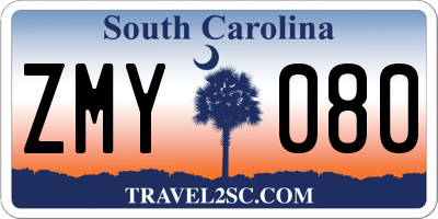 SC license plate ZMY080