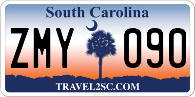 SC license plate ZMY090