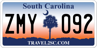 SC license plate ZMY092