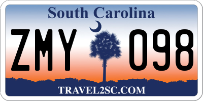 SC license plate ZMY098