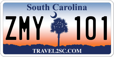 SC license plate ZMY101