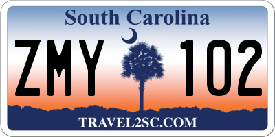 SC license plate ZMY102
