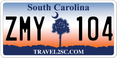 SC license plate ZMY104
