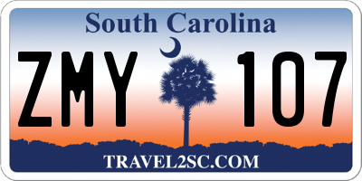 SC license plate ZMY107