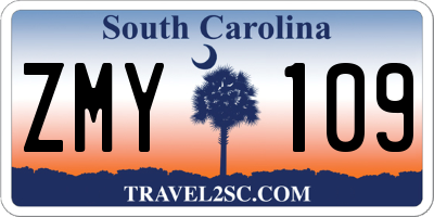 SC license plate ZMY109