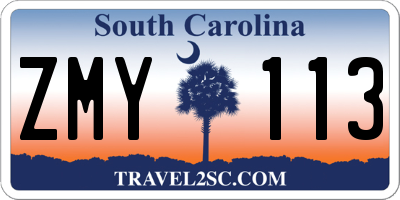 SC license plate ZMY113