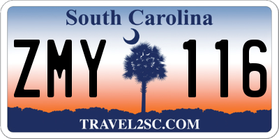 SC license plate ZMY116