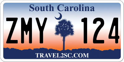 SC license plate ZMY124