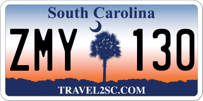 SC license plate ZMY130