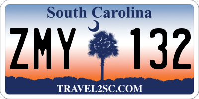 SC license plate ZMY132