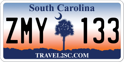 SC license plate ZMY133