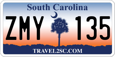 SC license plate ZMY135