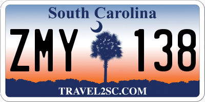 SC license plate ZMY138