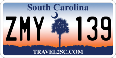 SC license plate ZMY139
