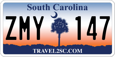 SC license plate ZMY147