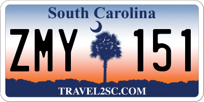 SC license plate ZMY151