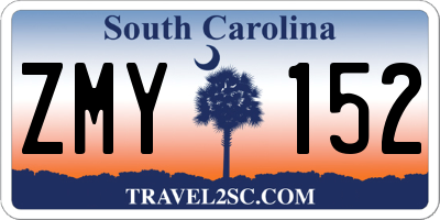 SC license plate ZMY152