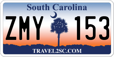 SC license plate ZMY153