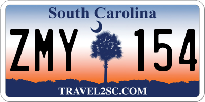 SC license plate ZMY154