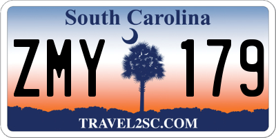 SC license plate ZMY179