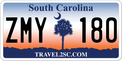 SC license plate ZMY180