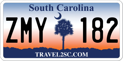 SC license plate ZMY182