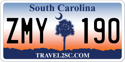 SC license plate ZMY190
