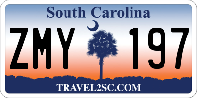 SC license plate ZMY197