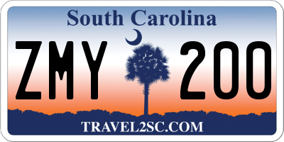 SC license plate ZMY200