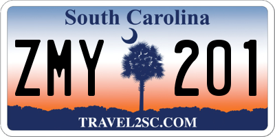 SC license plate ZMY201