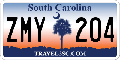 SC license plate ZMY204