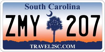 SC license plate ZMY207