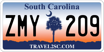 SC license plate ZMY209