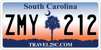 SC license plate ZMY212