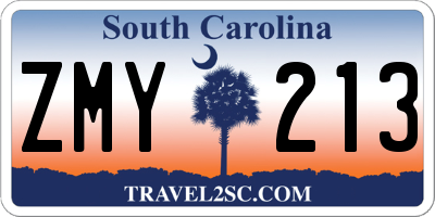 SC license plate ZMY213