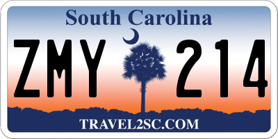 SC license plate ZMY214