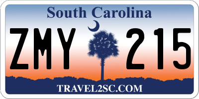 SC license plate ZMY215