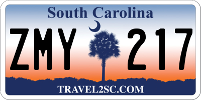 SC license plate ZMY217
