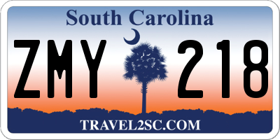 SC license plate ZMY218
