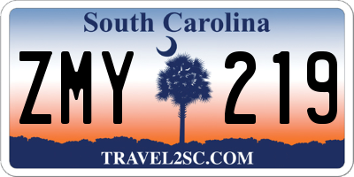 SC license plate ZMY219