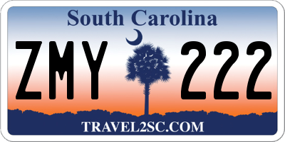 SC license plate ZMY222