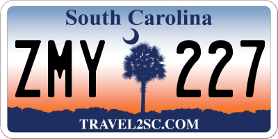 SC license plate ZMY227