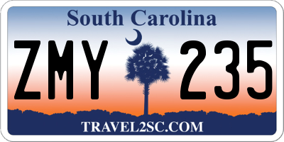 SC license plate ZMY235