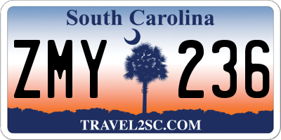 SC license plate ZMY236