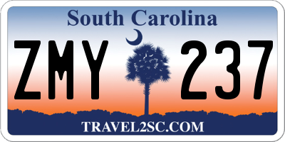 SC license plate ZMY237