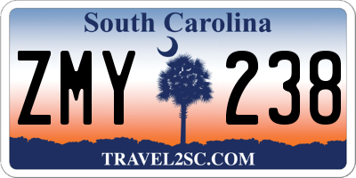 SC license plate ZMY238