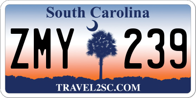 SC license plate ZMY239