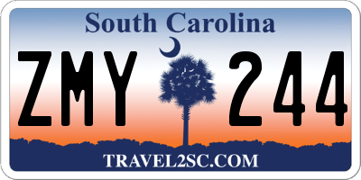 SC license plate ZMY244