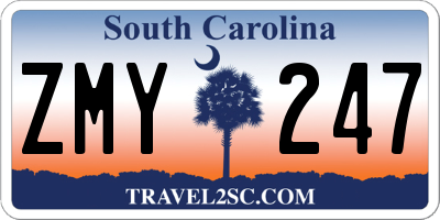 SC license plate ZMY247