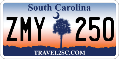SC license plate ZMY250